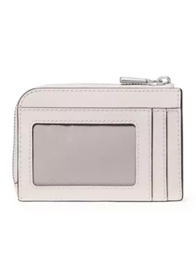 "I Love You" Embossed Leather Mini Zip Card Case 