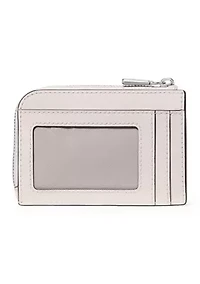 "I Love You" Embossed Leather Mini Zip Card Case 