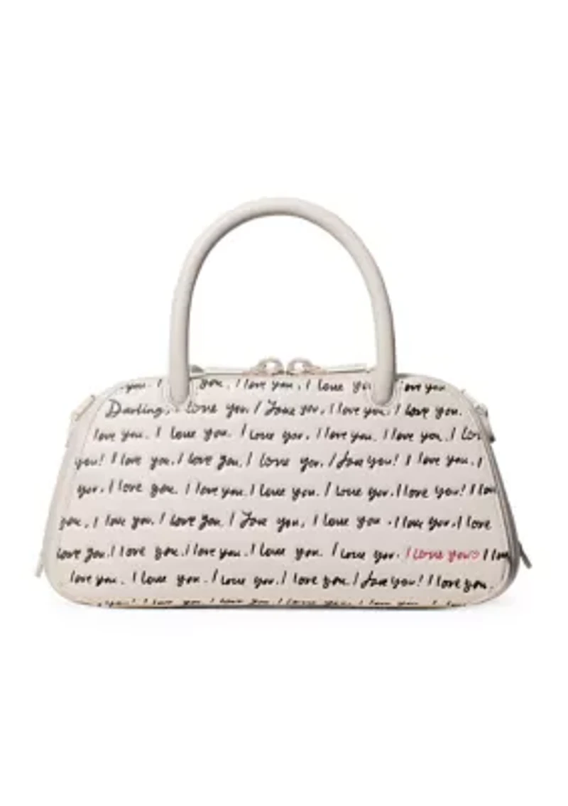 Grace "I Love You" Script Embossed Leather Mini Bag
