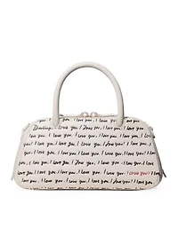 Grace "I Love You" Script Embossed Leather Mini Bag
