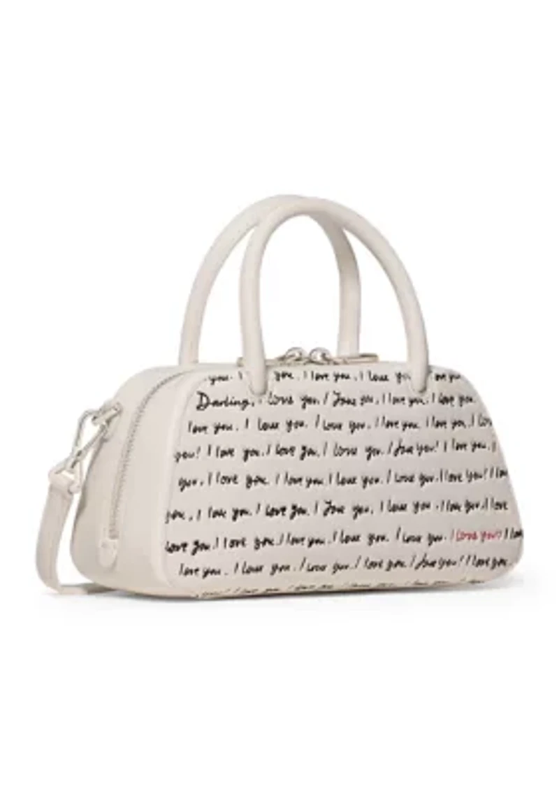 Grace "I Love You" Script Embossed Leather Mini Bag
