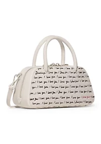 Grace "I Love You" Script Embossed Leather Mini Bag