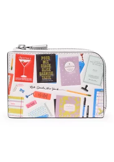 Smooth Leather "Best Seller" Print Mini Zip Card Case