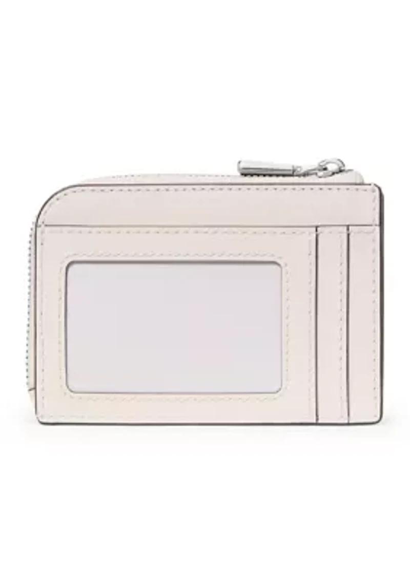 Smooth Leather "Best Seller" Print Mini Zip Card Case