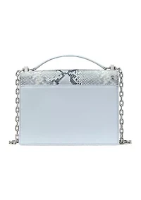 Deco Chain Embossed Snake Print Shoulder Bag