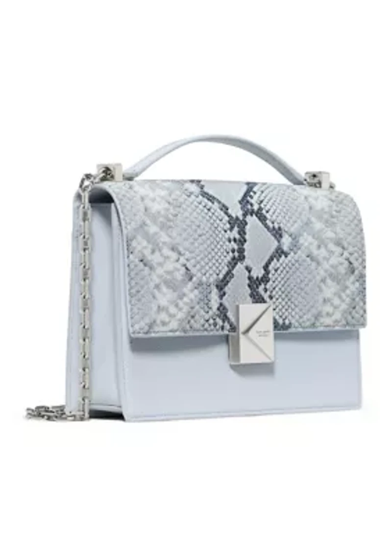 Deco Chain Embossed Snake Print Shoulder Bag