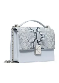 Deco Chain Embossed Snake Print Shoulder Bag