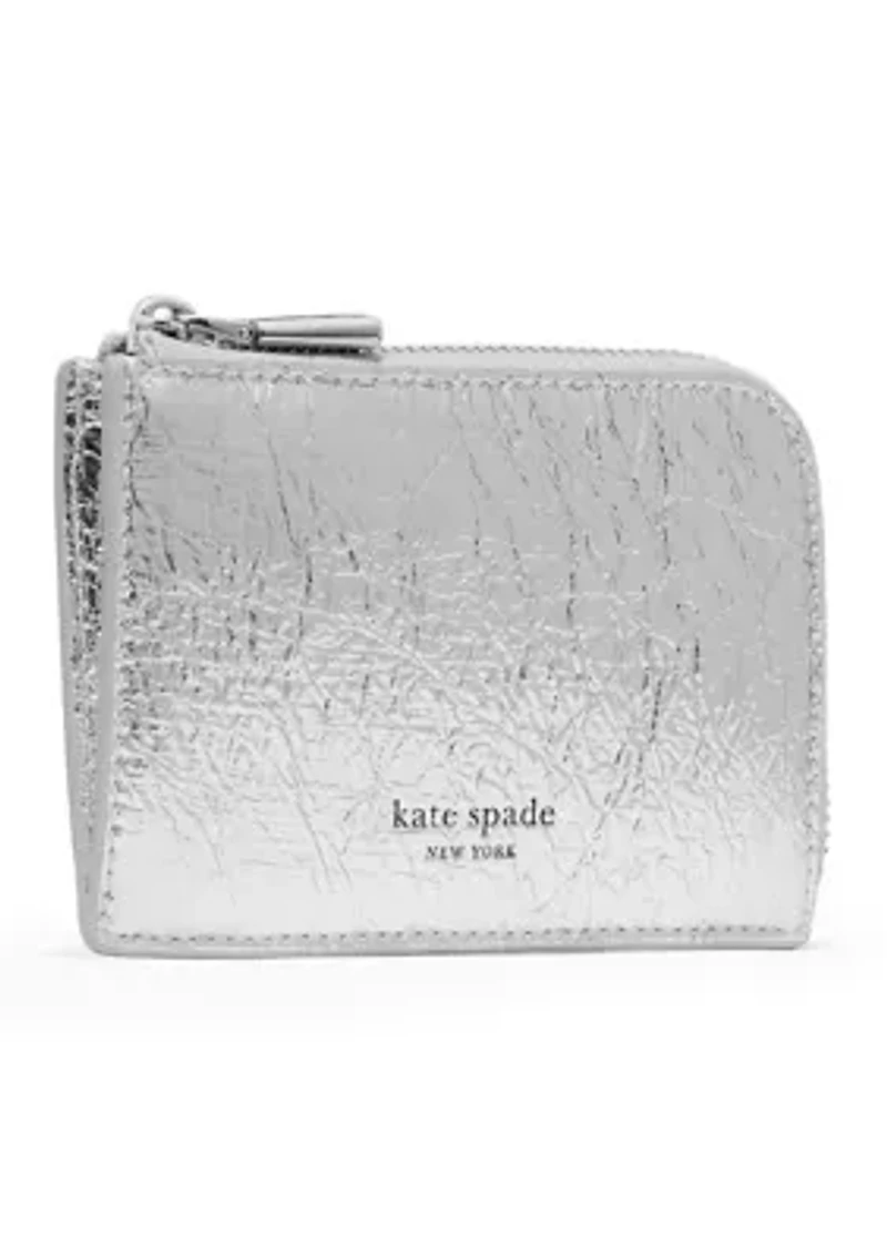 Crinkle Metallic Mini Zip Card Case