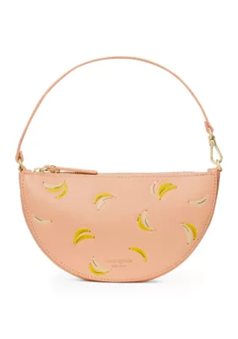 Banana Print Leather Wristlet