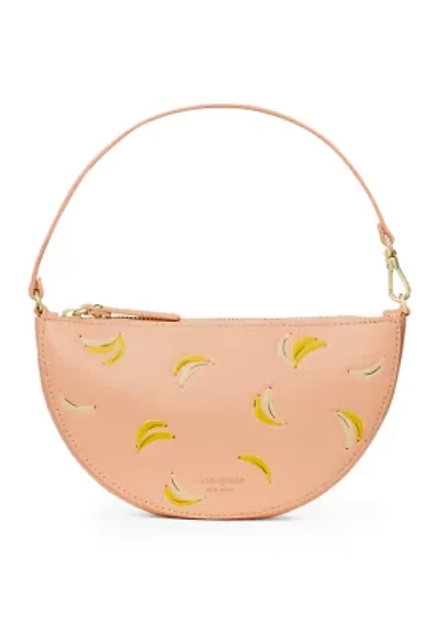 Banana Print Leather Wristlet