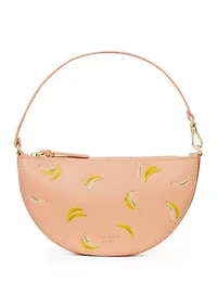 Banana Print Leather Wristlet