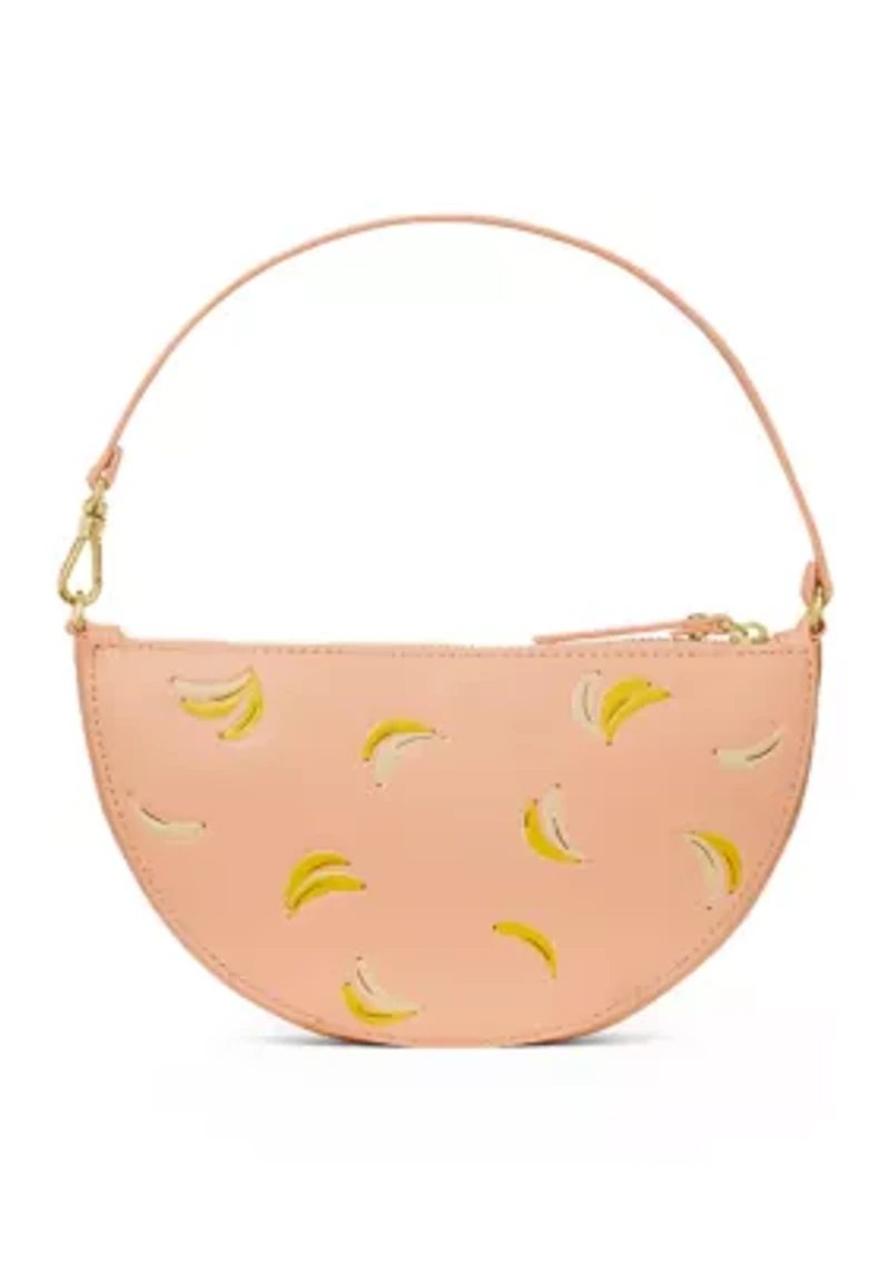 Banana Print Leather Wristlet
