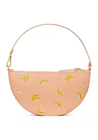 Banana Print Leather Wristlet