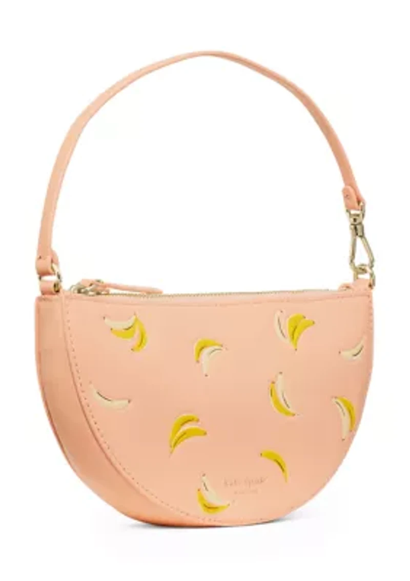 Banana Print Leather Wristlet