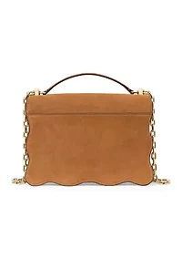 Deco Wavy Suede Chain Shoulder Bag