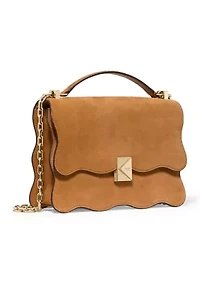 Deco Wavy Suede Chain Shoulder Bag