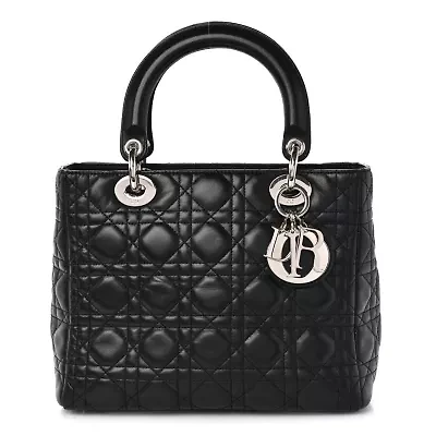 Dior Lambskin Cannage Medium Lady Dior White -FINAL SALE NO RETURNS