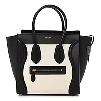 Celine Baby Grained Calfskin Tri-Color Micro Luggage White Liquorice -FINAL SALE NO RETURNS