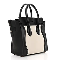Celine Baby Grained Calfskin Tri-Color Micro Luggage White Liquorice -FINAL SALE NO RETURNS