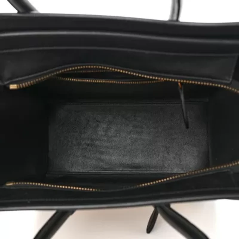 Celine Baby Grained Calfskin Tri-Color Micro Luggage White Liquorice -FINAL SALE NO RETURNS