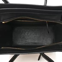 Celine Baby Grained Calfskin Tri-Color Micro Luggage White Liquorice -FINAL SALE NO RETURNS