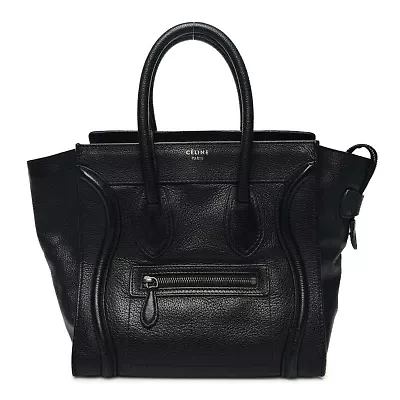 Celine Drummed Calfskin Micro Luggage Black -FINAL SALE NO RETURNS