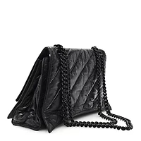 Balenciaga Crushed Calfskin Quilted Matte Black Hardware Medium Crush Chain Bag Black -FINAL SALE NO RETURNS