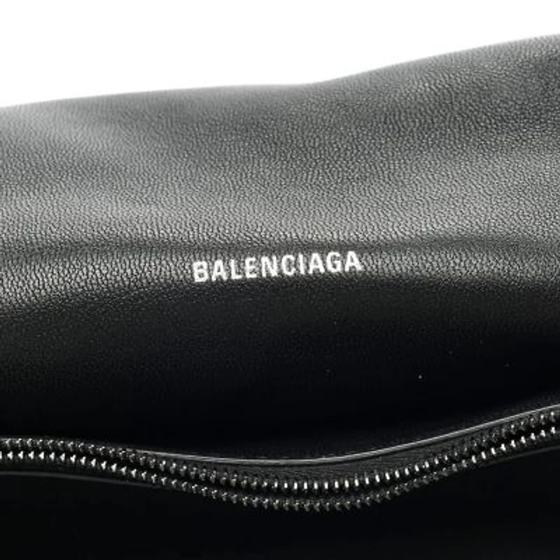 Balenciaga Crushed Calfskin Quilted Matte Black Hardware Medium Crush Chain Bag Black -FINAL SALE NO RETURNS