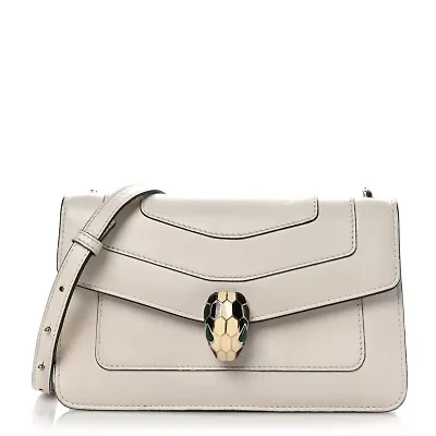 Bvlgari Calfskin Serpenti Forever Crossbody Bag White -FINAL SALE NO RETURNS