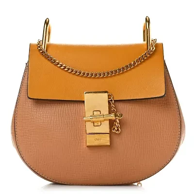 Chloe Grained Calfskin Lambskin Mini Drew Shoulder Bag Wet Sand Sunflower -FINAL SALE NO RETURNS