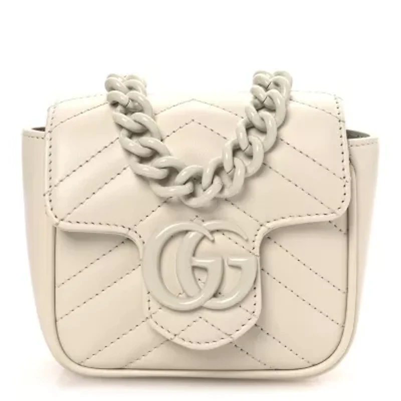 Gucci Calfskin Matelasse Monochrome GG Marmont Chain Mini Belt Bag Black -FINAL SALE NO RETURNS