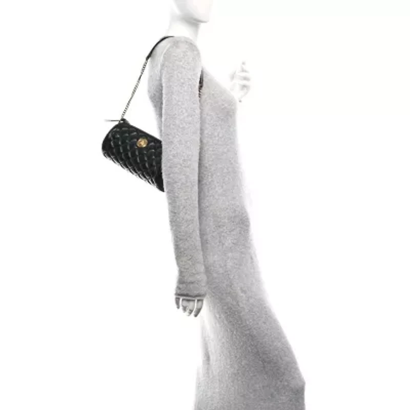 Versace Nappa Quilted Medusa Shoulder Bag Black -FINAL SALE NO RETURNS