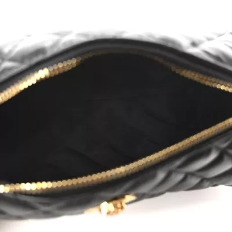 Versace Nappa Quilted Medusa Shoulder Bag Black -FINAL SALE NO RETURNS