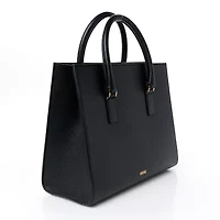 Versace Grained Calfskin Large Virtus Top Handle Shoulder Bag Black -FINAL SALE NO RETURNS