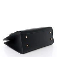 Versace Grained Calfskin Large Virtus Top Handle Shoulder Bag Black -FINAL SALE NO RETURNS