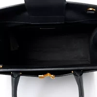 Versace Grained Calfskin Large Virtus Top Handle Shoulder Bag Black -FINAL SALE NO RETURNS