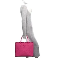 Versace Canvas Calfskin Large La Medusa Tote Bag Fuchsia -FINAL SALE NO RETURNS
