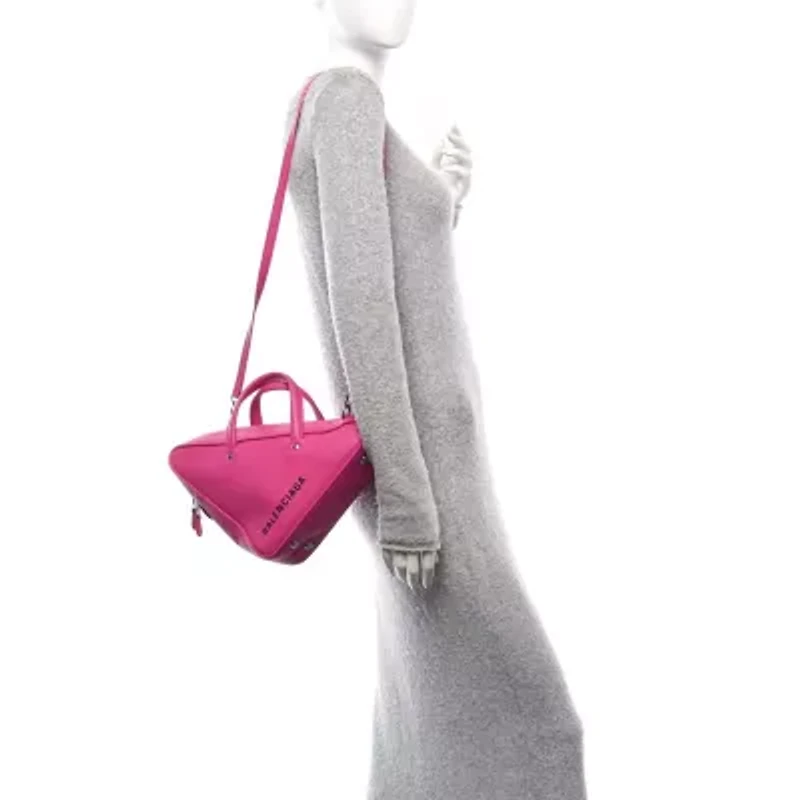 Balenciaga Shiny Day Calfskin S Triangle Duffle Pink -FINAL SALE NO RETURNS