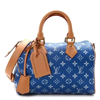 Louis Vuitton Calfskin Monogram Speedy P9 Bandouliere 25 Blue -FINAL SALE NO RETURNS