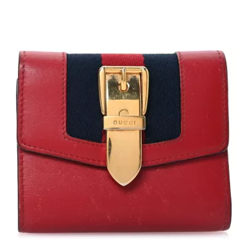 Gucci Calfskin Sylvie Wallet Hibiscus Red -FINAL SALE NO RETURNS
