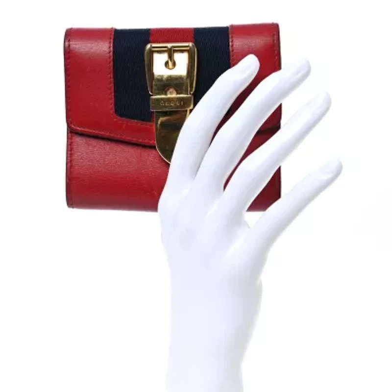 Gucci Calfskin Sylvie Wallet  Hibiscus Red -FINAL SALE NO RETURNS