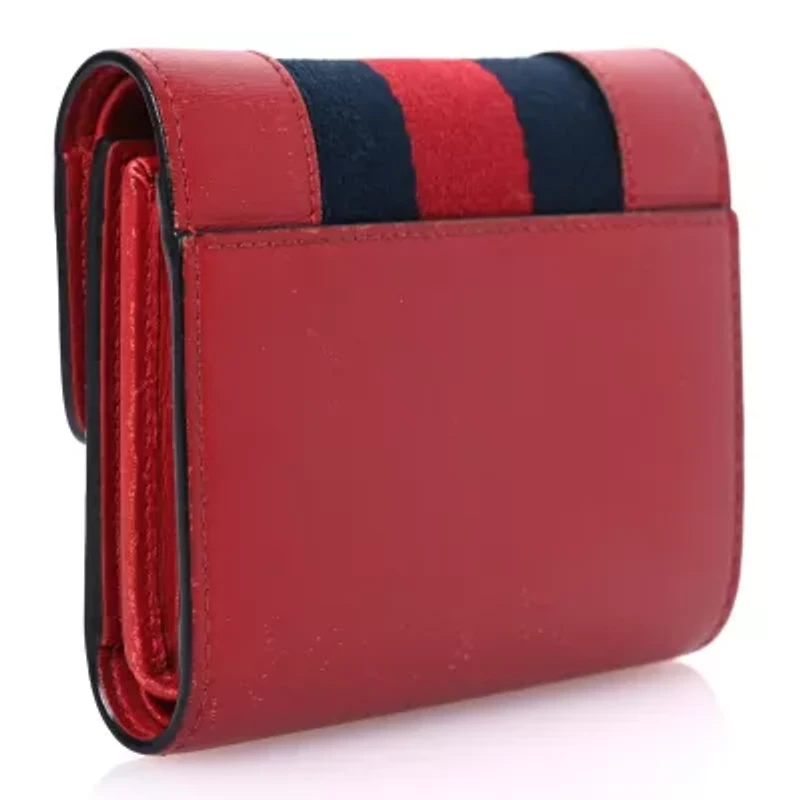 Gucci Calfskin Sylvie Wallet  Hibiscus Red -FINAL SALE NO RETURNS