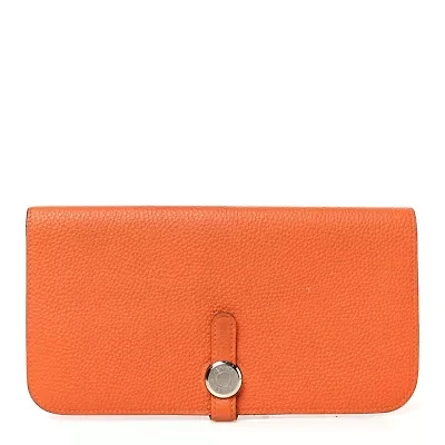 Hermes Togo Dogon Recto Verso Wallet Orange -FINAL SALE NO RETURNS