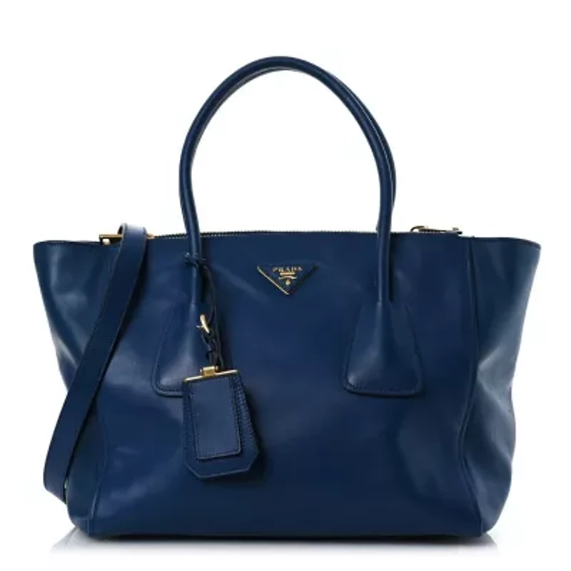 Prada City Calfskin Twin Pocket Tote Bluette -FINAL SALE NO RETURNS
