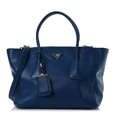 Prada City Calfskin Twin Pocket Tote Bluette -FINAL SALE NO RETURNS