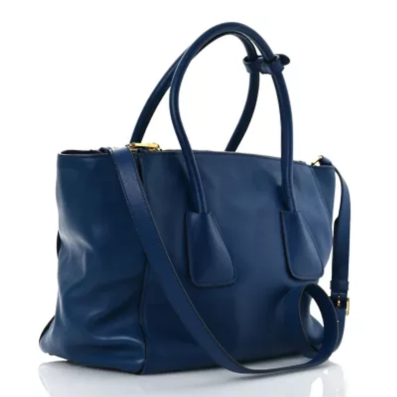 Prada City Calfskin Twin Pocket Tote Bluette -FINAL SALE NO RETURNS