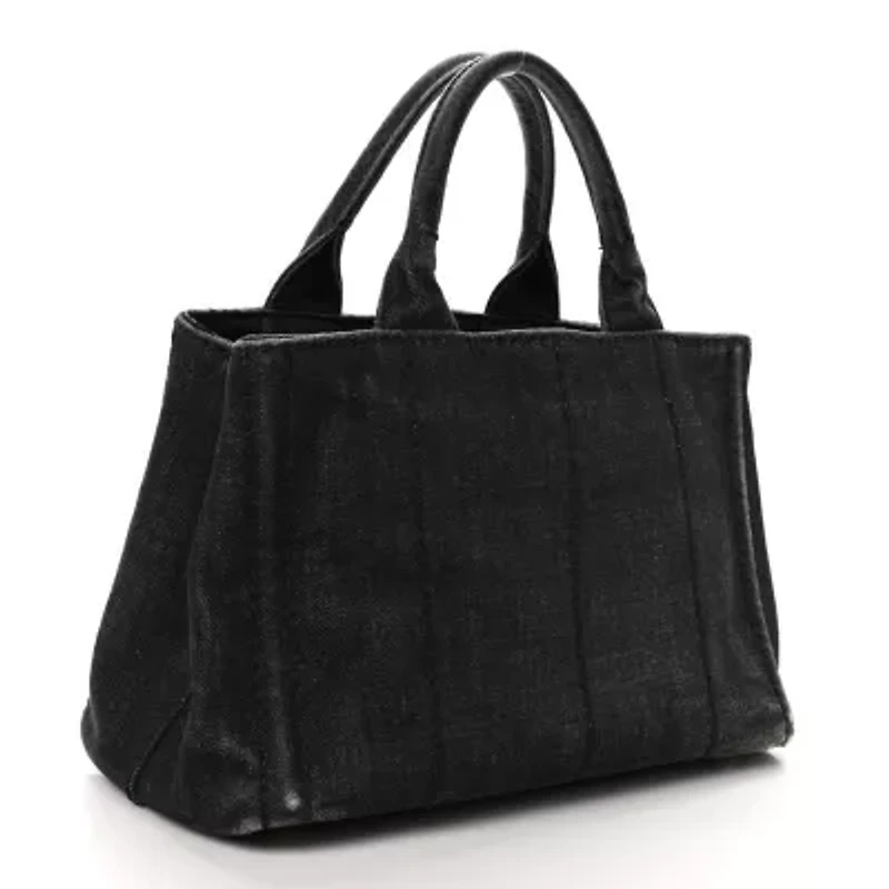 Prada Denim Small Logo Tote Black -FINAL SALE NO RETURNS