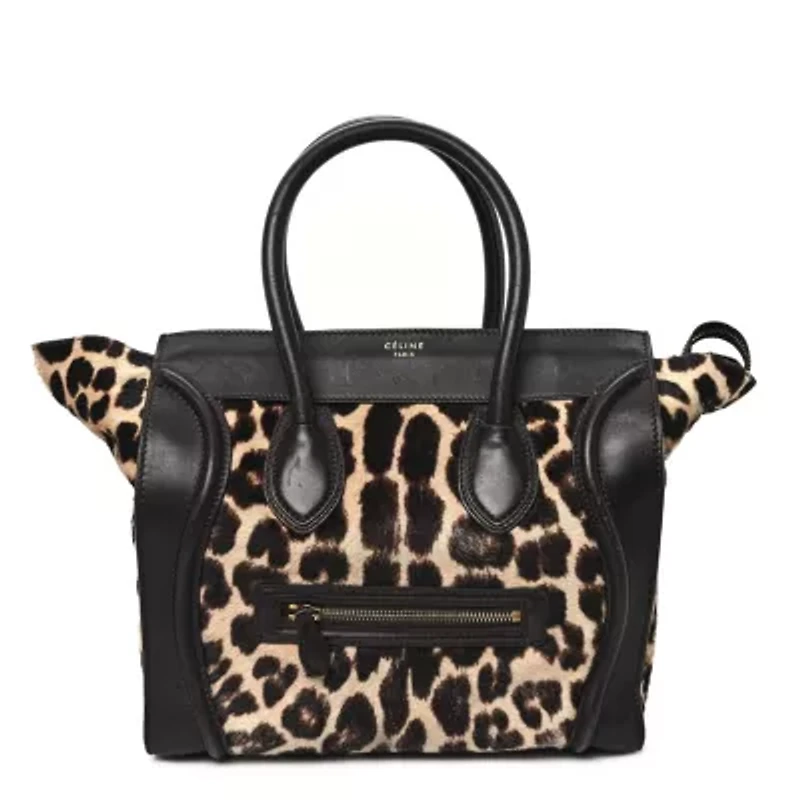 Celine Leopard Pony Hair Mini Luggage Brown -FINAL SALE NO RETURNS