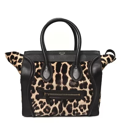 Celine Leopard Pony Hair Mini Luggage Brown -FINAL SALE NO RETURNS