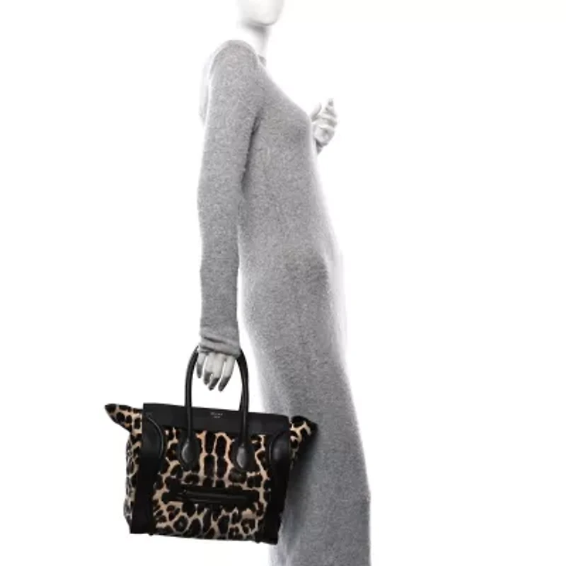 Celine Leopard Pony Hair Mini Luggage Brown -FINAL SALE NO RETURNS